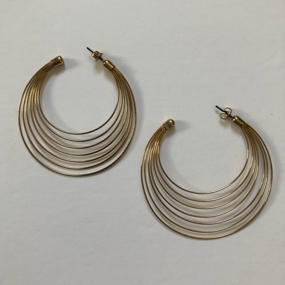 Gold Large Multi Hoop Earrings - Picture 4 of 4